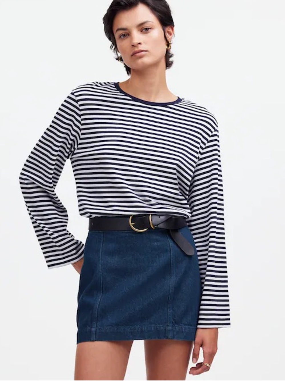 Madewell Denim Mini Skirt NWT Size 27 Dark Wash Lyocell Blend Fair Trade - Picture 3 of 10